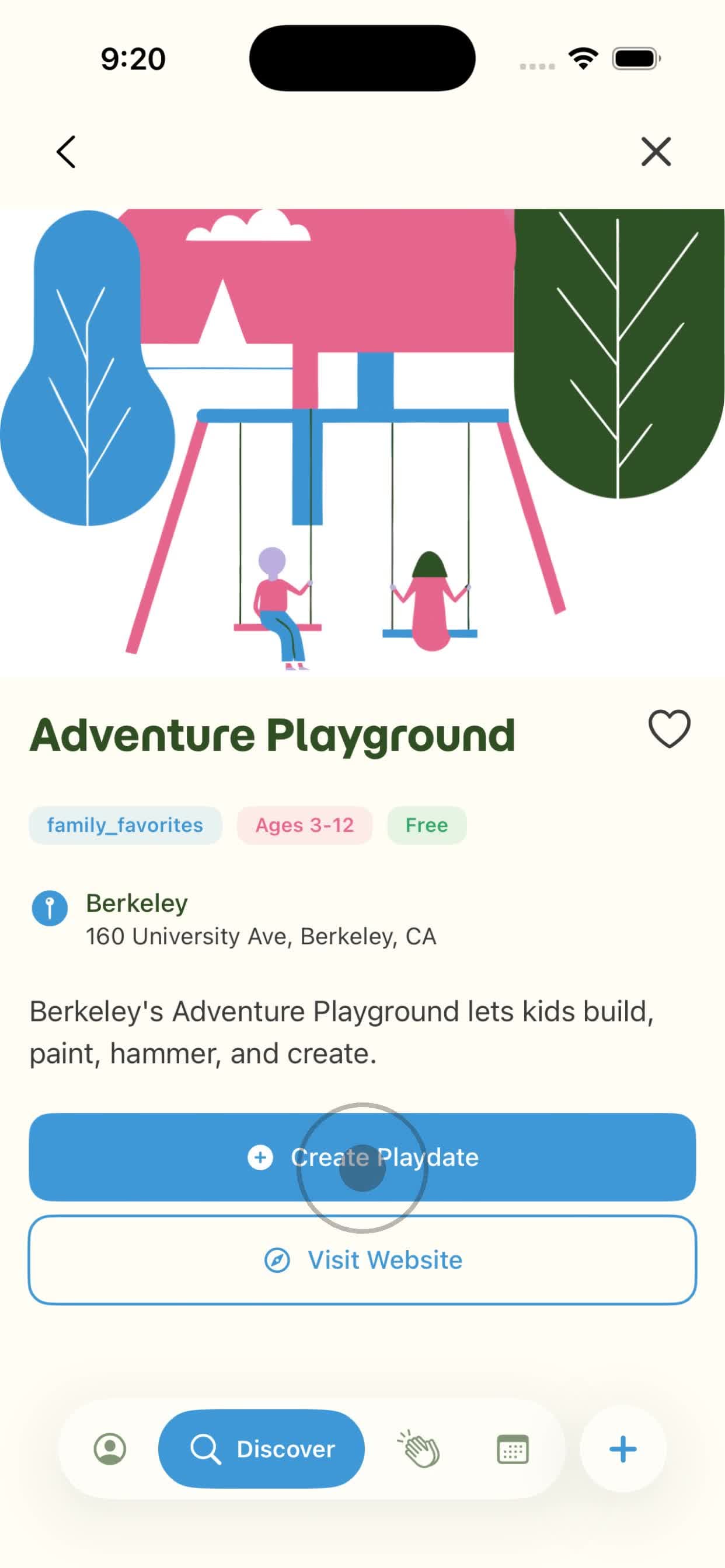 Activity detail screen