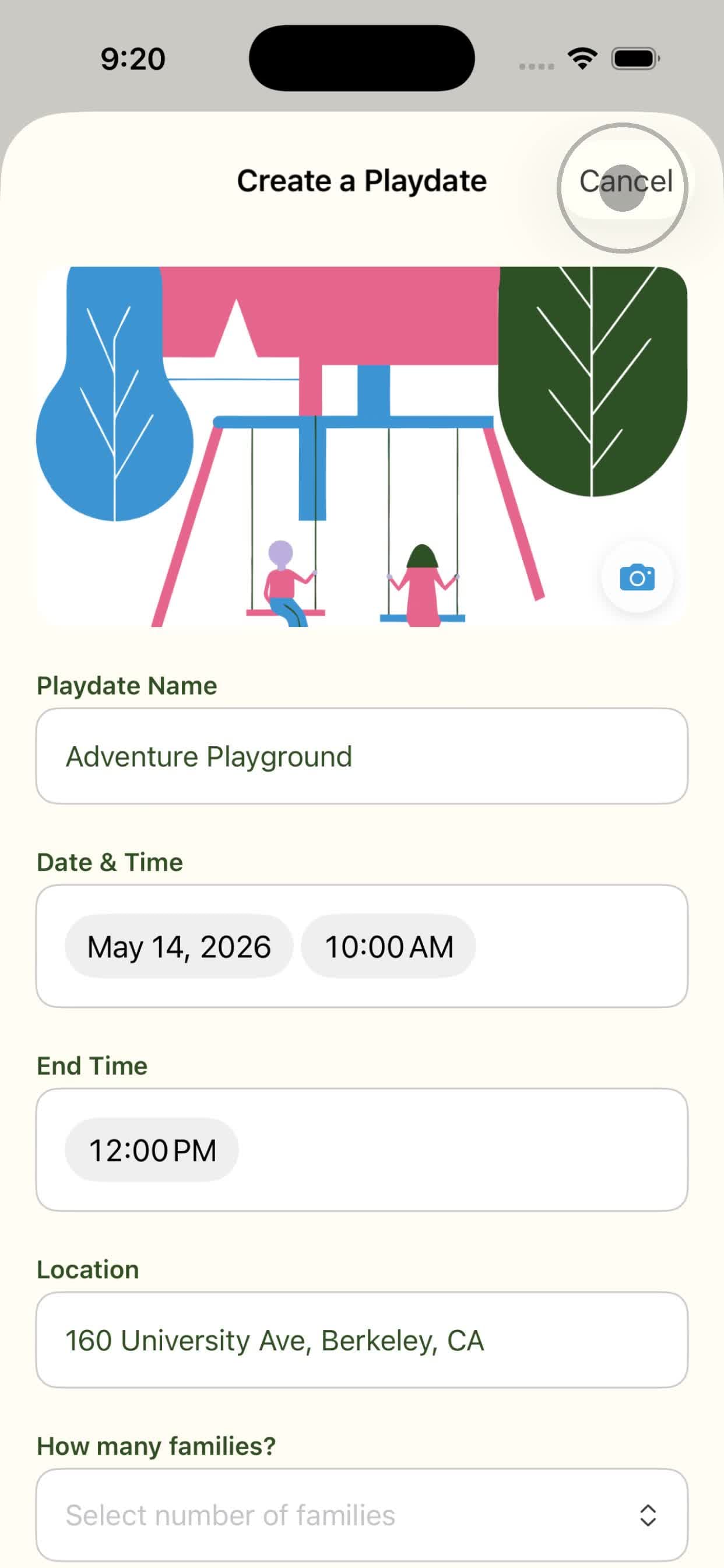 Create a playdate form