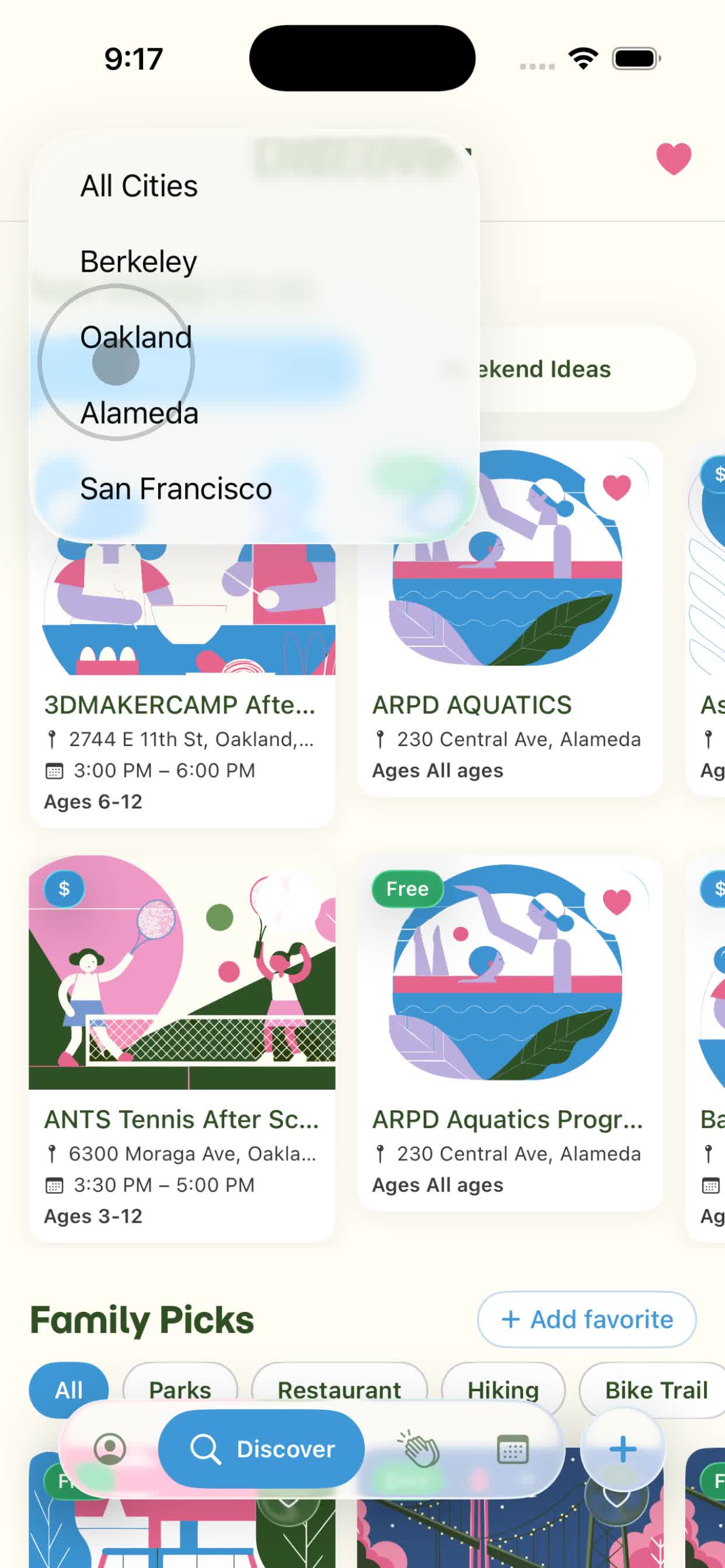 Discover activities by city